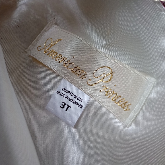 American Princess 🪄 Girls Formal Event Party Dress + Pink Hair Accessory - Picture 4 of 11